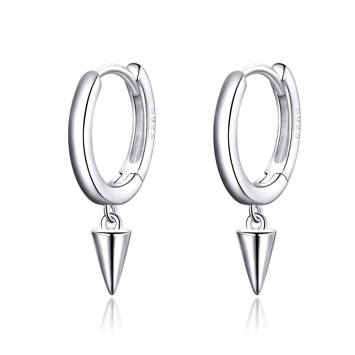 925 Sterling Silver Geometric Awl Shape Hoop Earrings Simple Wedding Engagement Jewelry for Women SCE744