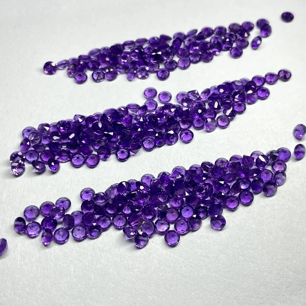 Natural Original Inclusion Purple Amethyst Stones Round Brilliant Cut 1mm to 3mm Loose Gemstones