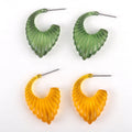 Creative Designer Colorful Resin Glass Crystal Transparent Green Yellow High Touch Cc Leaf Jewelry Acrylic Earrings for Women