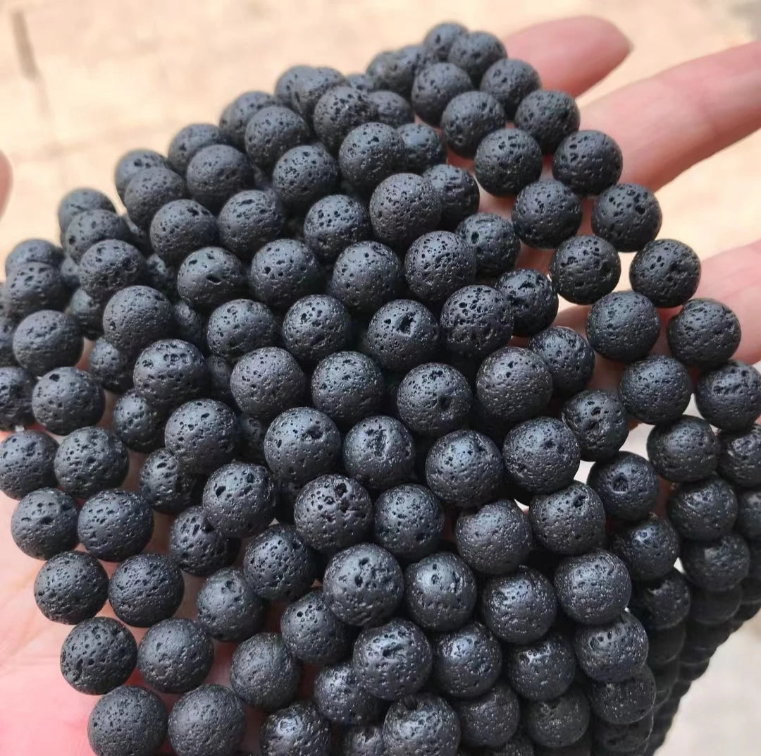 Handmade Healing Crystal 8mm Lava Stone Gemstone Volcanic Rock Stone Bracelet for Gift