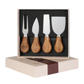 Customized Laser Logo 4Pcs Acacia Wooden Handles Cheese Knives Set with Color Box