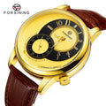 Forsining 8226 Mechanical Gold Watch Man Mens Watches Top Brand WINNER Watch Male Skeleton Leather