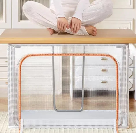 Custom Multi-Color 40*42*60 Transparent Storage Box Pvc Washable Folding Storage Box Clear Plastic Grid Storage Box with Lid