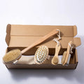 Long 5pcs Dry Brush Body Bath Set Natural Bristle Back Scrubber Exfoliating Dry Brushing Body Brush Set