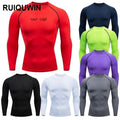RUIQUWIN Long Sleeve Men's O Neck Fitness Tights Men Wholesale Quality Gym Wear T Shirts Sports Training Running Clothes