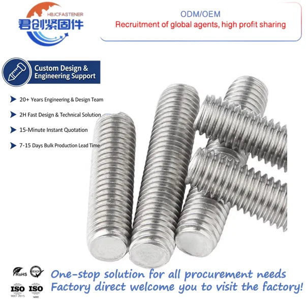 M6M8M10M12M14 Metric System Full Thread Stainless Steel Screw Rod SS Bolt-Gi Threaded Rods Manufactured 304 Stainless Steel Full