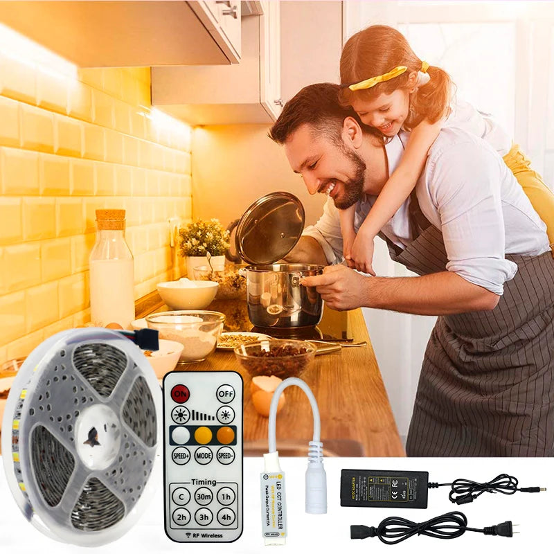 5025 300Leds 5M IP65 Waterproof CCT 24/12V DC with Mini RF Remote LED Strip Light Kit for Warehouse