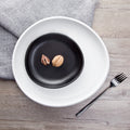 Factory Supplier's Matte Black Deep Round Ceramic Dessert Plate Japanese Style Wedding Party Multipurpose Restaurant Tableware