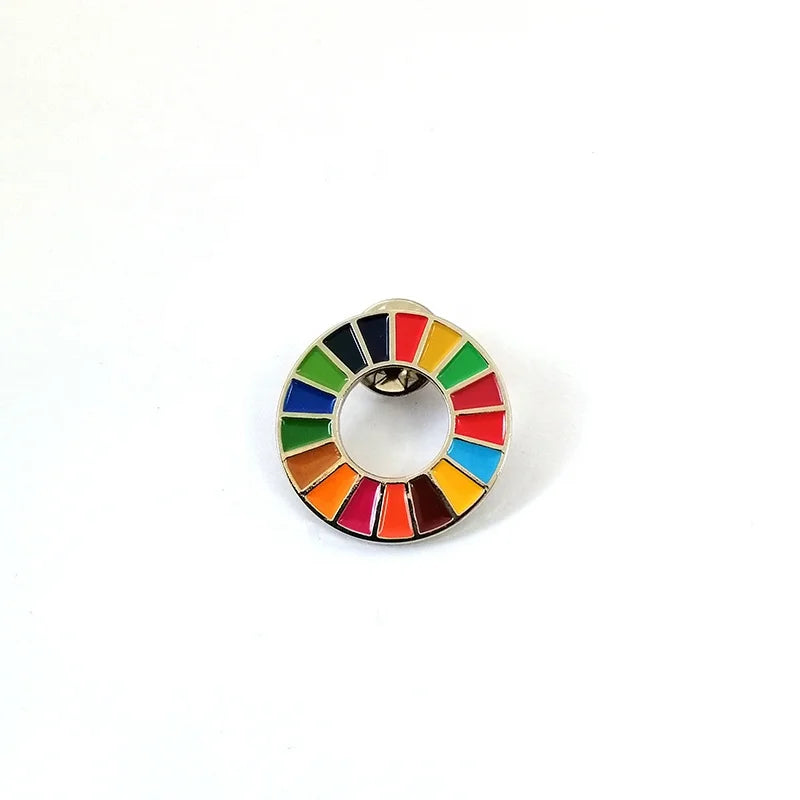 SDG Pin Manufacturer Sustainable Development Goals Enamel Lapel Pin Badge Recycled Materials SDG Badge Pin