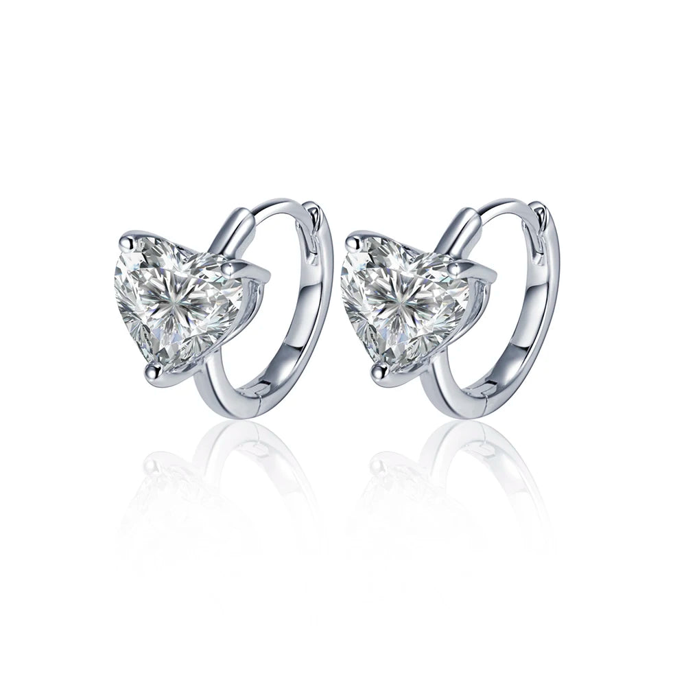 Real Gold Jewelry MSE-778 14k Solid Gold Heart Cut Lab Grown Diamond Stud Earrings for Women