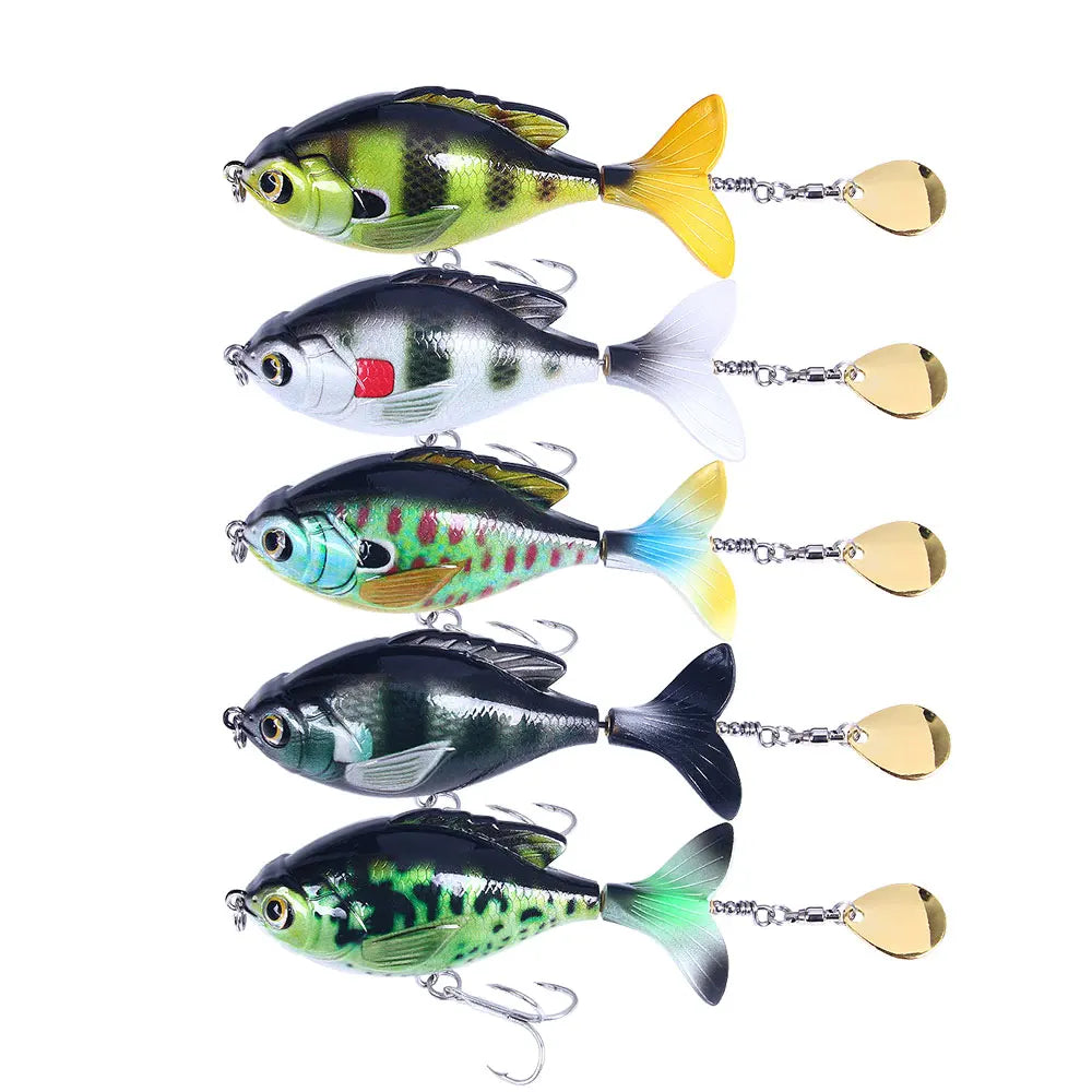 Propeller Tractor Bait Hard Bait Floating Pencil Fishing Lure with 3D Lure Eyes