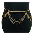 ZF Adjustable Gold Plated Metal Waist Chain for Women Girls Princess Cut Belly Chain Body Link Jewelry Stylish for Jeans Dresses