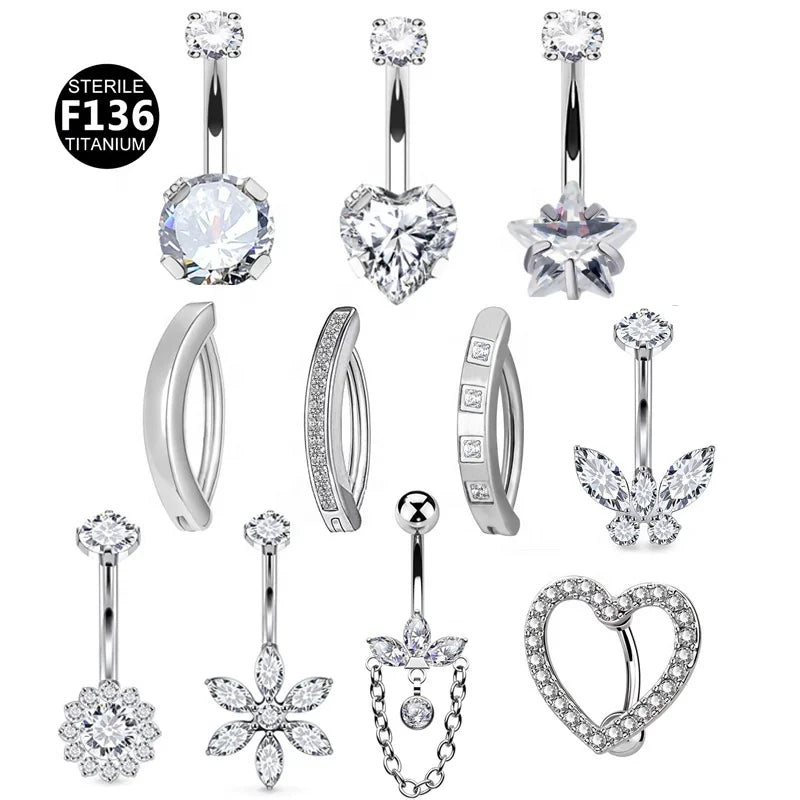 Gaby Popular 14 Gauge Titanium Heart Piercing De Titanio Belly Ring Navel Nail Earring Wholesale Jewelry for Children's Wedding