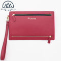 Wholesale Women Clutch Purse Custom RFID Blocking Women's Genuine Leather Wristlet Wallet with Gold Zipper Billeteras Para Mujer