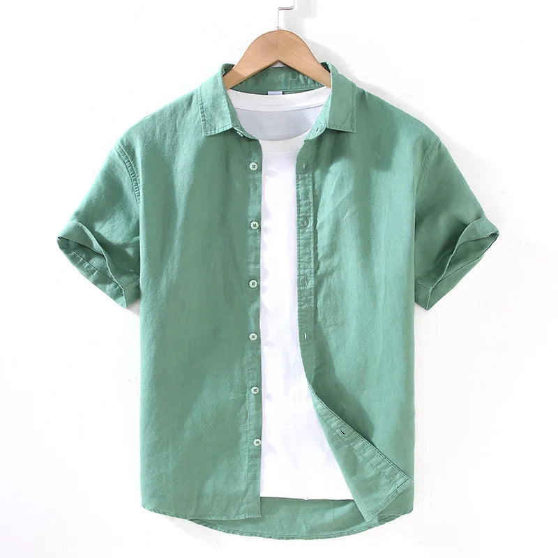 Latest Casual Plain 100% Cotton Mens Shirts Short Sleeve Button Down Shirts Safety Shirt for Men's
