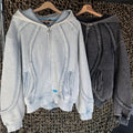 Custom Men S Hoodies Sweatshirts Streetwear 100% Cotton Distressed Zipper Heavyweight Boxy Fit Cropped Hoodie