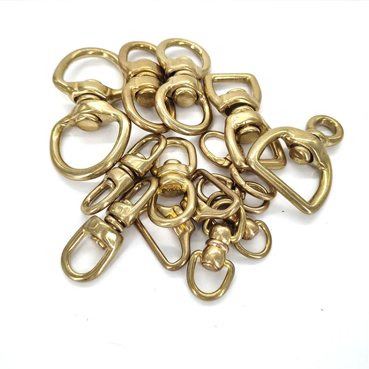 Solid Brass Double Ring Ended Swivel Eye Hook Bag Hanger for Leather Craft with Eye to Eye Swivel Connector