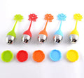 Leaf Tea Ball Strainer Infuser with Flower Shaped Silicone Handle and Drip Tray for Loose Leaf or Herbal Tea Stainless Tea Ball