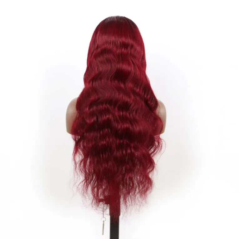 1B/99J Burgundy Body Wave Brazilian Human Hair Wig 13*4 Transparent HD Lace Frontal Wig for Black Women