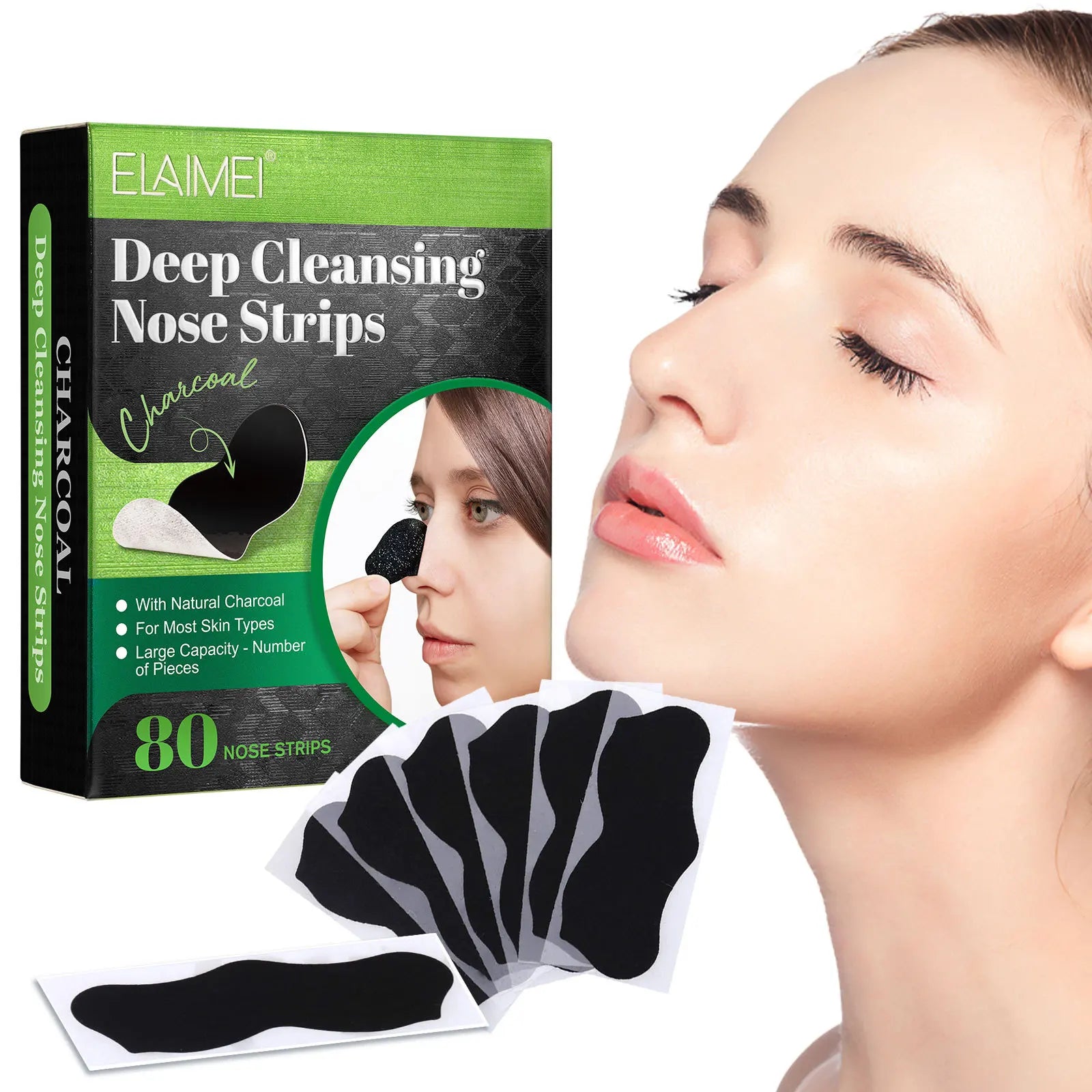 Factory Bulk Price Customize Private Label Oversize Deep Cleansing Charcoal Nose Strips Blackhead Removal Nose Pore Strips