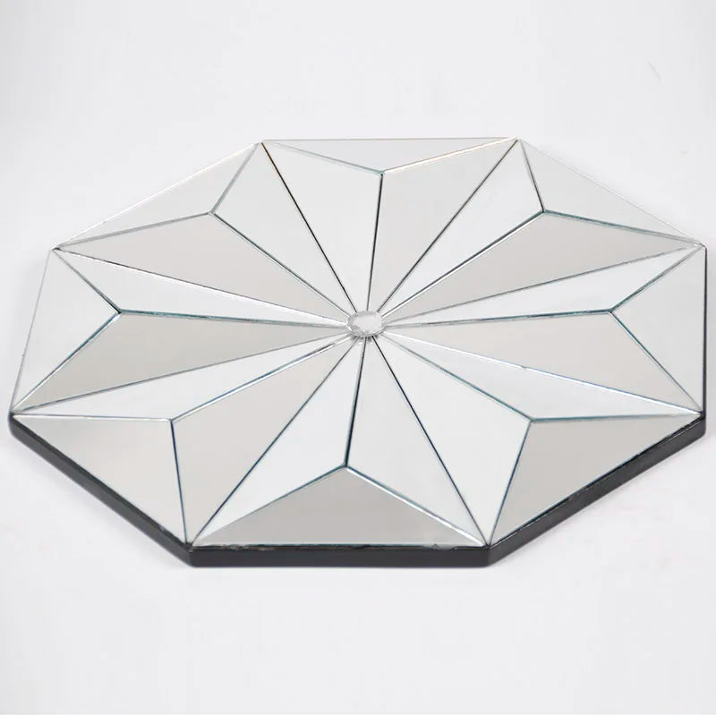 35*35*2.5 cm Light Luxury Household Octagon Wall Decorative Mirrors Geometric Art Silver Wall Mounted Mirror for Living Room