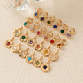 December Flower-Themed Cubic Zirconia Pendant Colorful Round-Shaped Pentagram Birthstones for Necklace Fashion Chains Necklace