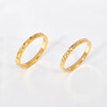 Elegant Adjustable Gold Plated Stainless Steel Ring 18K Fine Bands Engraved with Floral Design