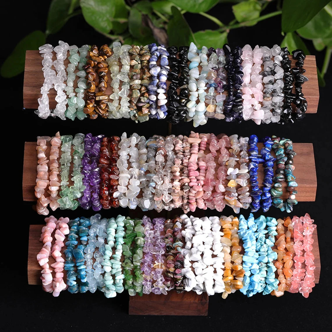 Natural Gemstone Women Stretchy Healing Crystal Chip Bracelet 7 Chakra Gravel Tumble Couple Beads Stone Bracelet for Man