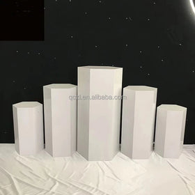 Fashion Hexagonal Black Acrylic Road Lead Acrylic Exhibition Column Cake Dessert Table for Wedding Decoration
