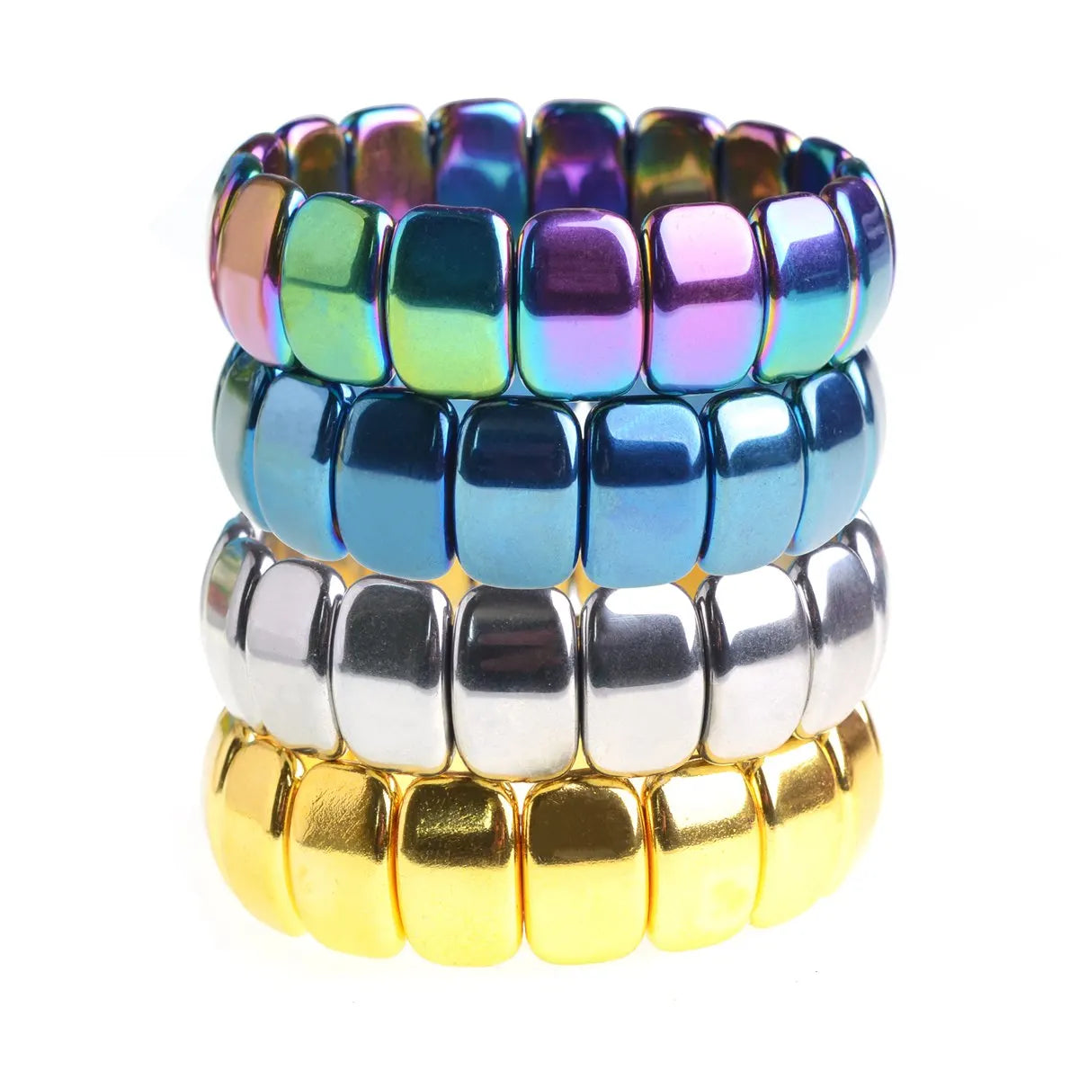 Hematite Spacer Beads Bracelet Gold Silver Black Metal Therapy Bracelets for Arthritis Pain Relief and Sports Related