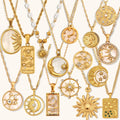 Dingran Fashion Design Moon and Star Sun Necklace Set Waterproof and Non Tarnish Jewelry Necklaces