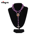Sublimation Colored Rosary-1 Oval Charm Sublimation Blank Cross Rosary Necklace