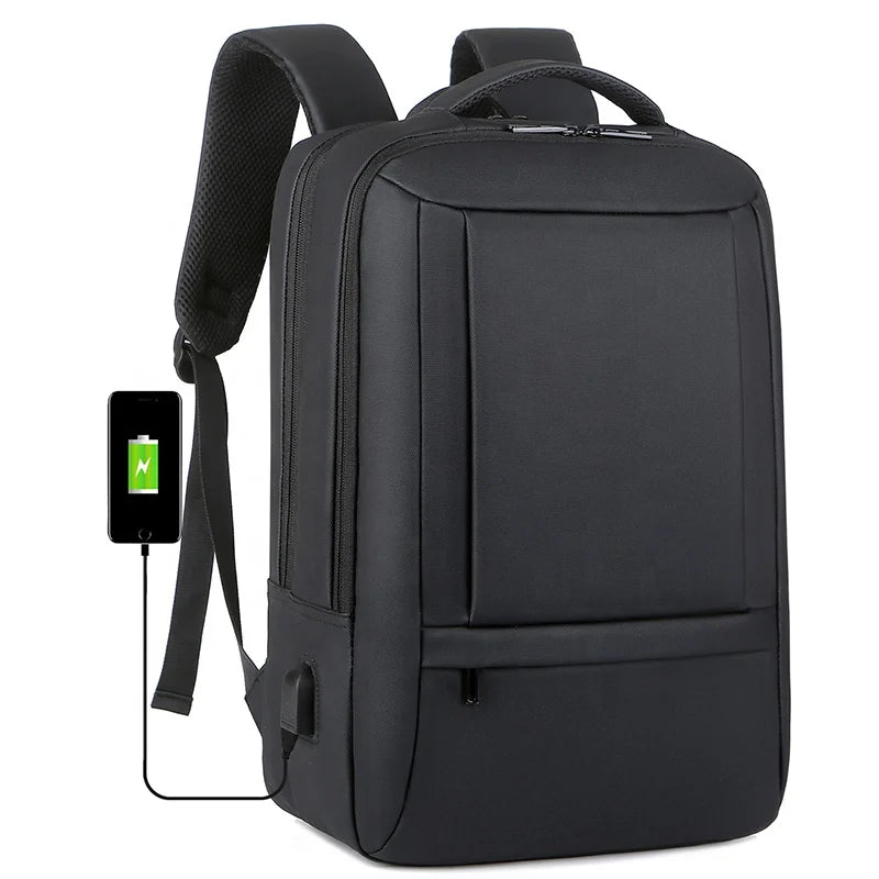 Custom Logo Durable Business Travel Waterproof Oxford School Bag  15.6 Inch Student Laptop Backpack With USB Charging Port