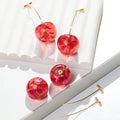 Korean Designer Luxury 3D Fruit Cherry Pendant Earrings New Elegant Red Glass Dried Flower Resin Luxury Party Fashion Earrings
