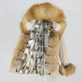 OFTBUY 2023 Women's Waterproof Parka Real Rabbit Fur Coat Natural Fox Raccoon Fur Collar Hood Short Winter Jacket Zipper