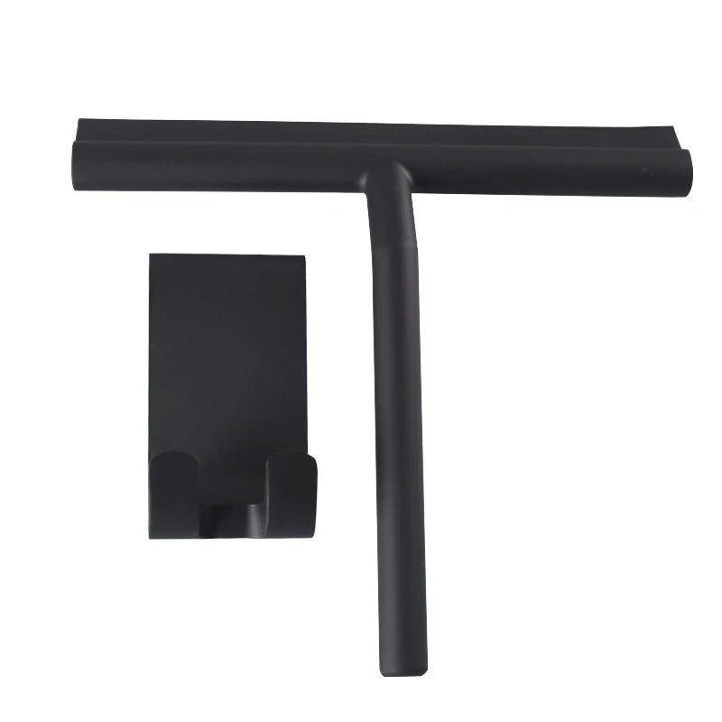 Black Luxury 21cm Silicone Window Cleaner with Steel Handle Squeegee Blade for Home Window Washer and Wiper for Glass Shower