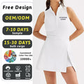 Custom Women Mockneck Tennis Dress Polyester Blended Spandex Tennis Wear 2 in 1 Split Zipper Polo Fitness Golf Tennis Dress