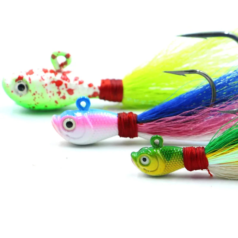 Selco Saltwater Fishing Lure Soft Trolling Lure for Dorado Hook Jig Trolling Head Bucktail Hook Sharp Hooks Tip