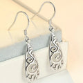 CAOSHI Vintage Carving Jewelry Water Drop Dangle Earrings Alloy Jewelry Women Ethnic Pear Hollow Carved Flower Silver Earring
