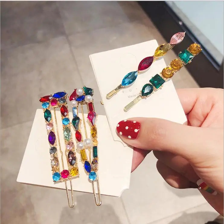 Custom Diamond Crystal Letter Bling Hair Clips Word Hair Pin Gold Hair Clips for Women