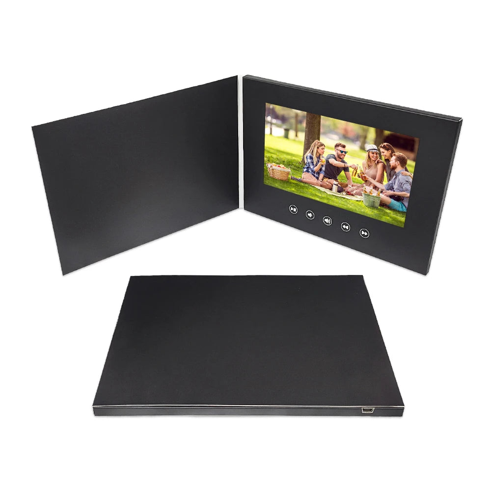Promotional 7 Inch Lcd Display Pop up Video Book Black Digital Gift Card for Marketing Advertising Business Wedding