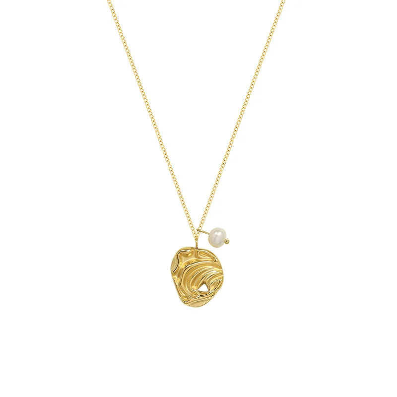 Wholesale Bohemian Hammered Irregular Pendant Link Chain Hook Chokers Dainty Stainless Steel Silver/Gold Plated Anniversary