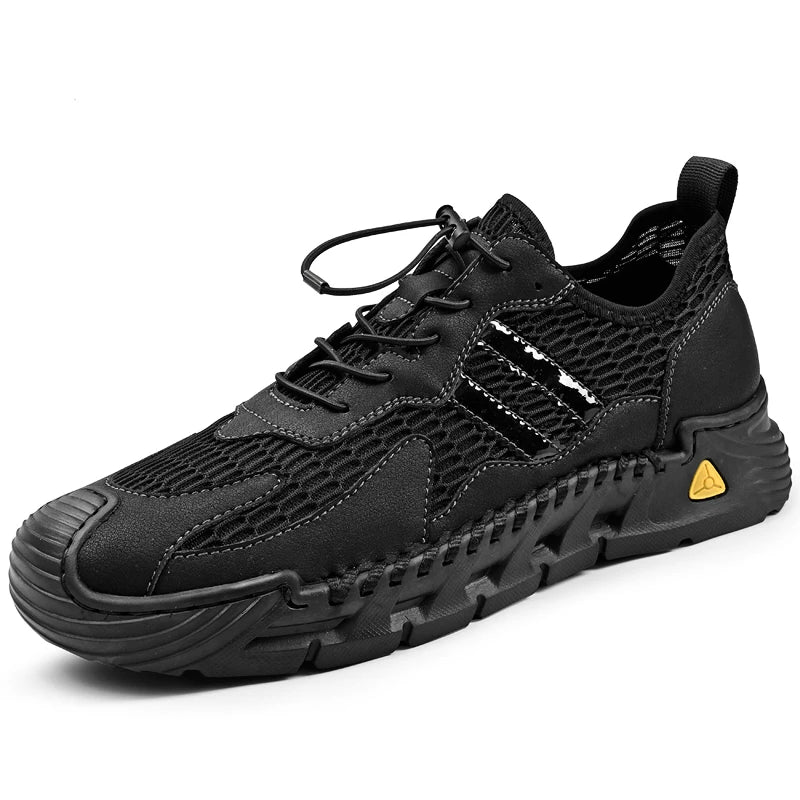 Factory Supply Accept Customized LOGO Service 4 Season Anti Slip Mesh Breathable Leather Upper Men Outdoor Sport Sneakers Shoes
