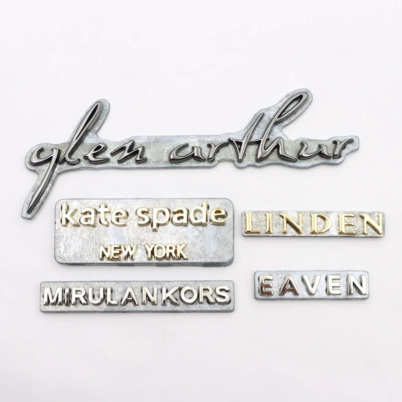 Bag Hardware Letters Brand Metal Logo Custom Letter Logo Labels