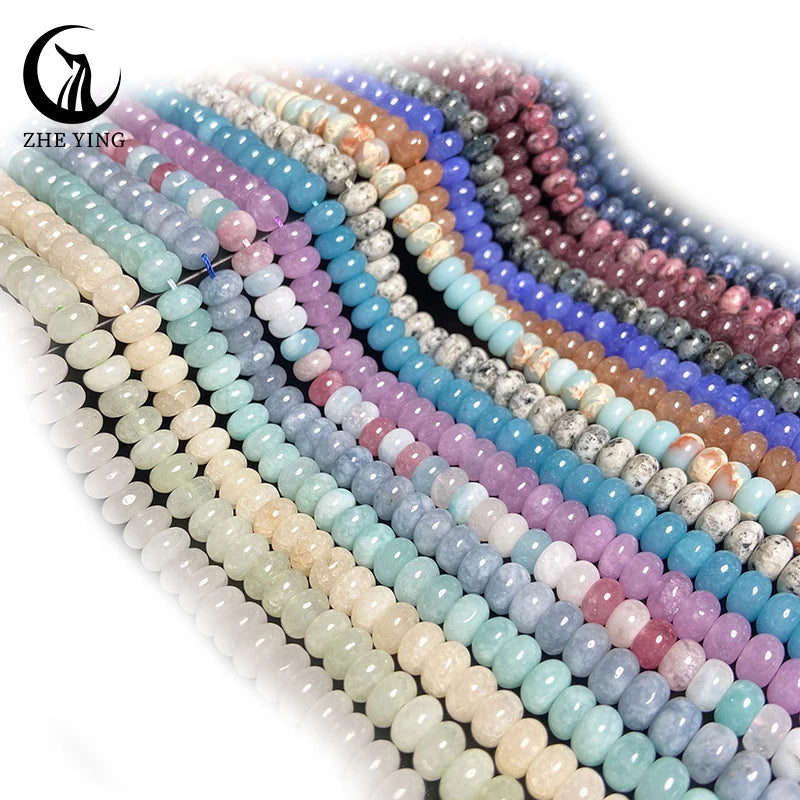 Zhe Ying 4*6mm 5*8mm Rondelle Stone Beads Natural Gemstone Spacer Diy Necklace Loose Natural Heishi Abacus Stone Beads