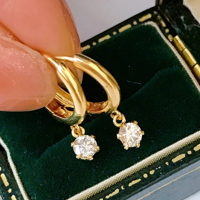 Aimgal Fine Jewelry AU750 18k Gold Natural 0.2ct Princess Cut Diamond Hoop Earrings NGTC Certified Stylish Trendy Accessory