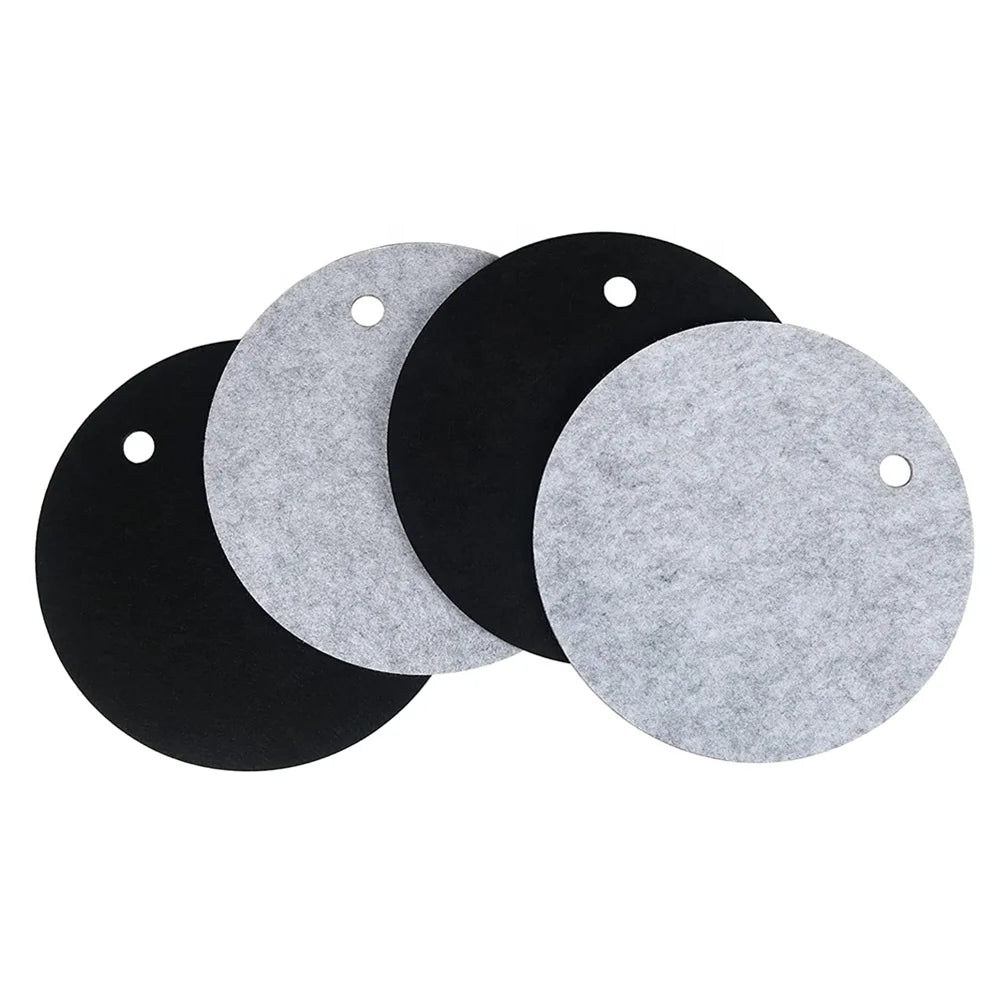 4 Pieces Black and Gray 8 Inch Round Felt Trivets for Kitchen Worktops