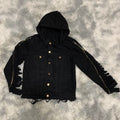 DENIMGUYS Custom Men's Zipper Sleeve Distressed Jackets Streetwear Utility Hiphop Jacket for Men