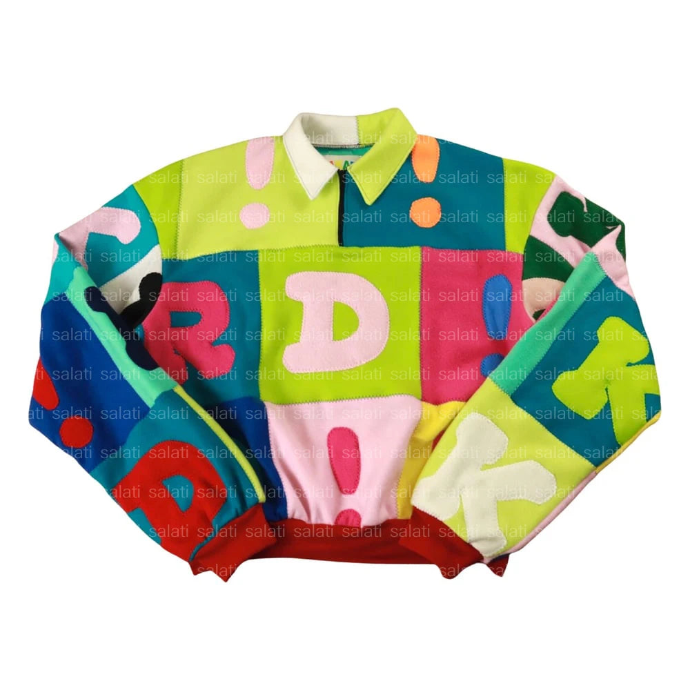 Custom Baggy Polo Neck Oversized Heavyweight Colorblock Fleece Cotton Patch Print Quarter Half Zip Embroidered Sweatshirt for Me