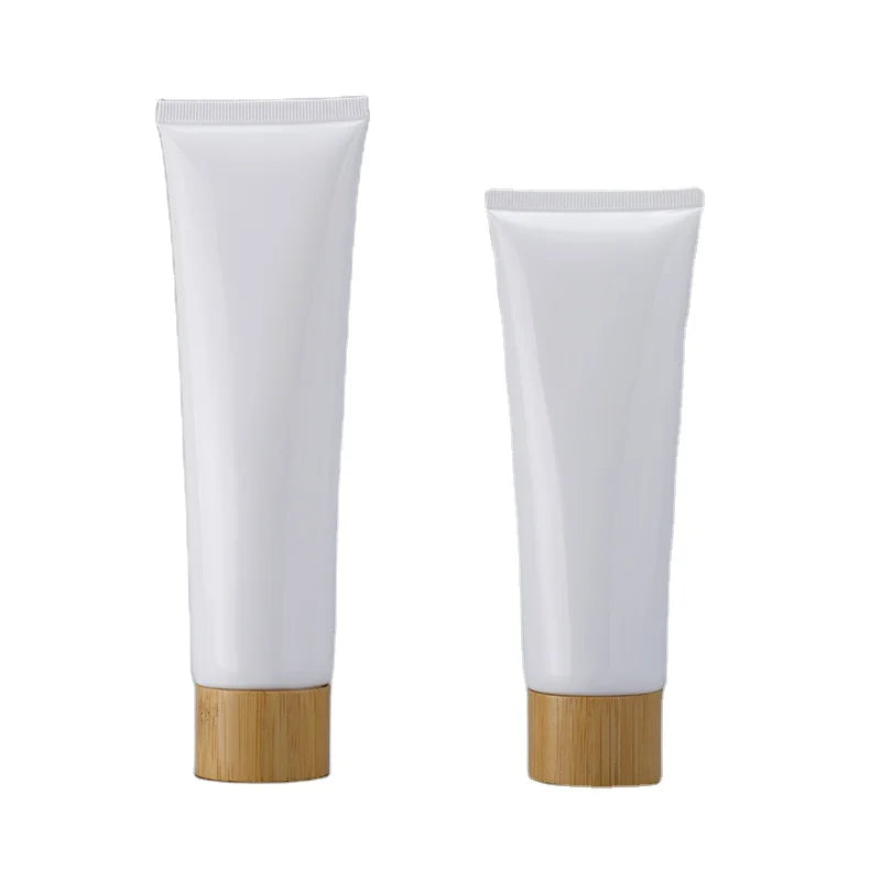 Eco Friendly PE Hand Cream Body Lotion Soft 50ml 60ml 80ml 100ml 120ml 150ml Plastic Squeeze Tube with Bamboo Cap